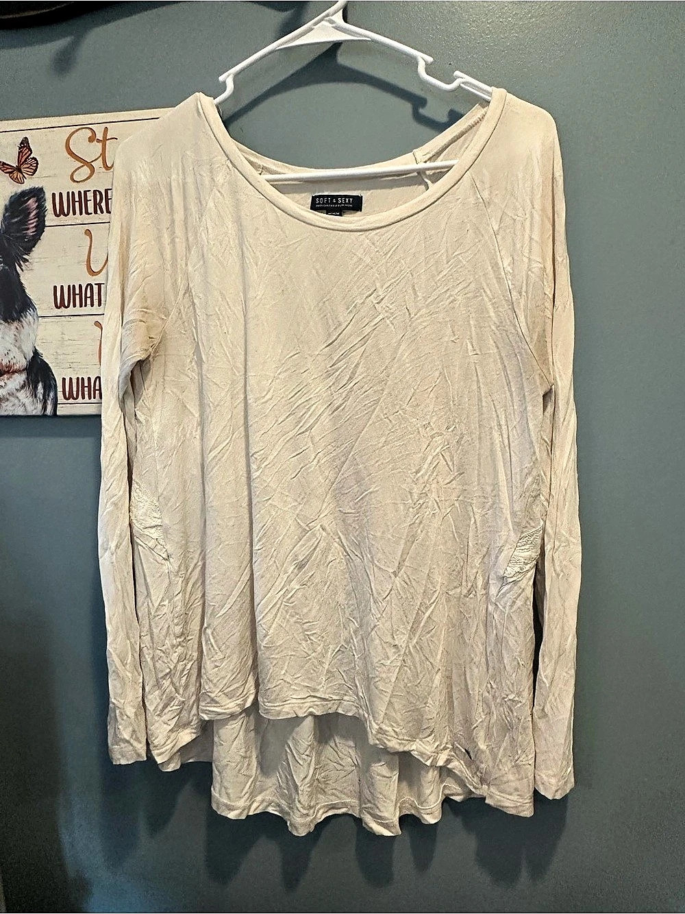 Soft & Sexy Long Sleeve Tunic in White Size Medium